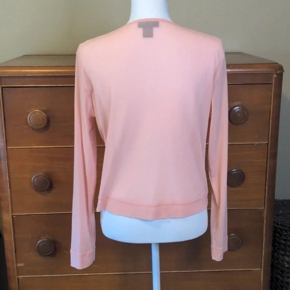 SHEER SALMON Cardigan Sweater SZ L - Picture 5 of 8